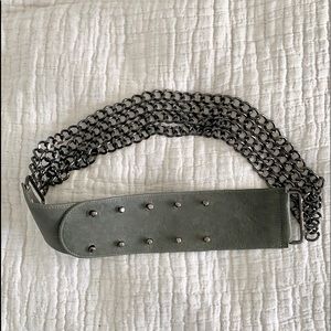 Raina Handmade Chain Leather Gunmetal Gray Belt
